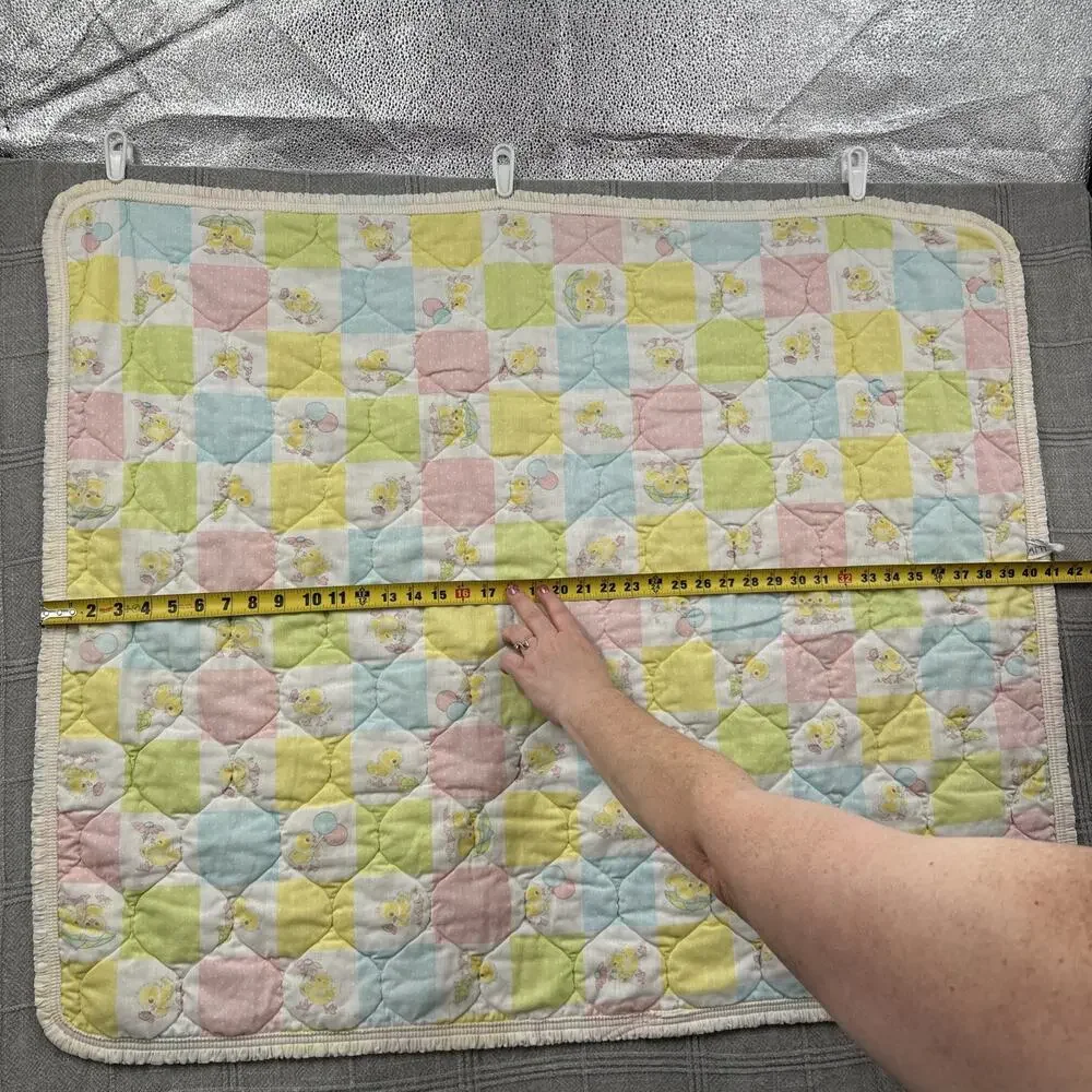 Vintage Baby Blanket Pastel Colorblock Chicks Ducks Nursery Photo Prop READ